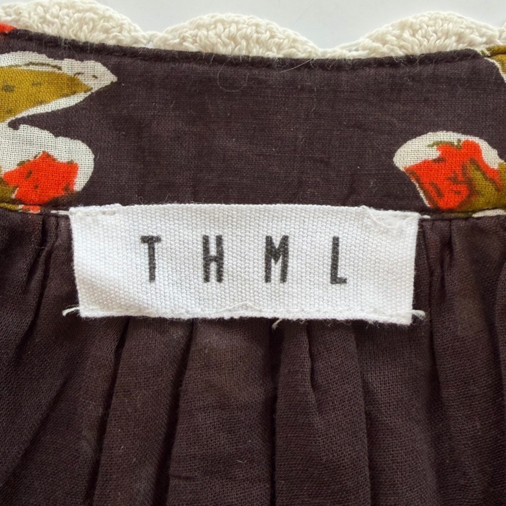 THML Evereve Dress Womens Small Indian Cotton Brown Block Print Shift Mini - Picture 4 of 8